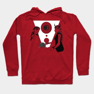 Creepy Gals Coven Get together Print Hoodie